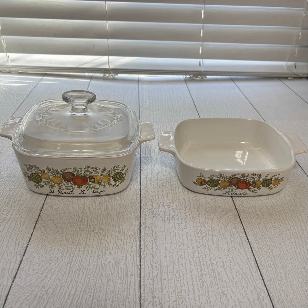 Vintage Corning Ware Le Persil La Sauge and  L'Echalote Casserole